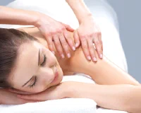 Client receiving a back massage